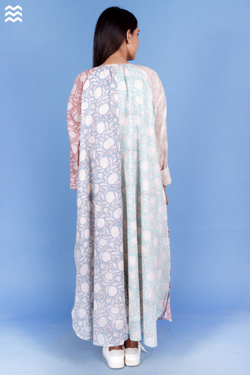 Mulmul Cotton Poiret Top In Floral Block Print