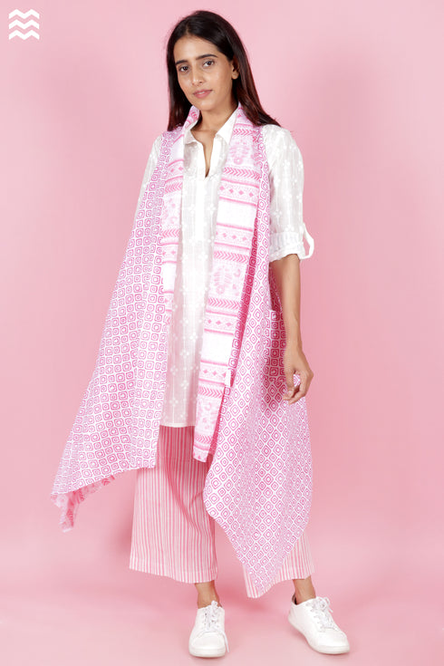 Linen Percy Overlay Jacket In Block Print