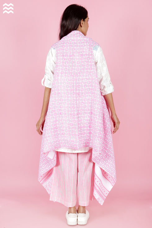 Linen Percy Overlay Jacket In Block Print