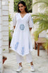 Slub Cotton Off White Blue Chikankari Top
