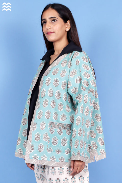 Mulmul Sofa Cardigan In Block Print
