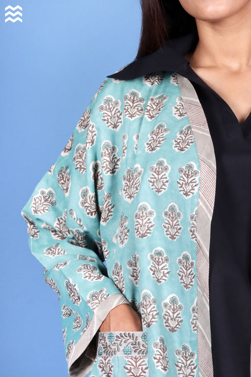 Mulmul Sofa Cardigan In Block Print