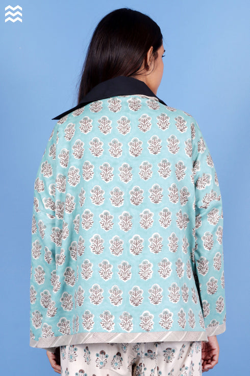 Mulmul Sofa Cardigan In Block Print