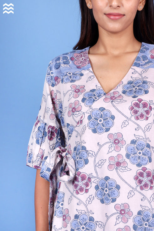 Mulmul Cotton Wrap Dress In Block Print