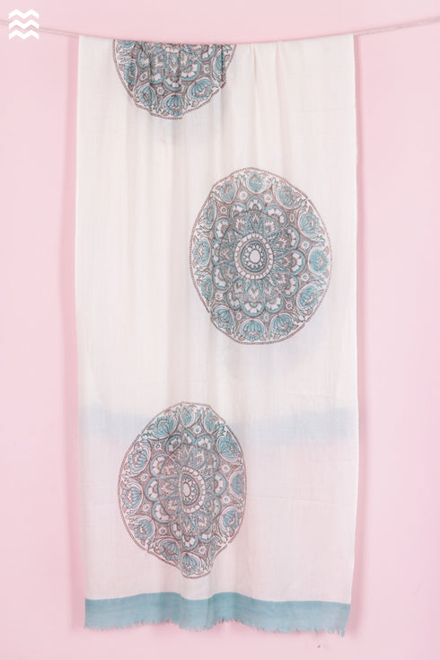 Wool Shaun Stole In Block Print