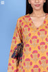 Cambric Cotton Wrap Dress In Block Print
