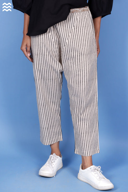 Khaadi Cotton Ivory-Black Joe Pant