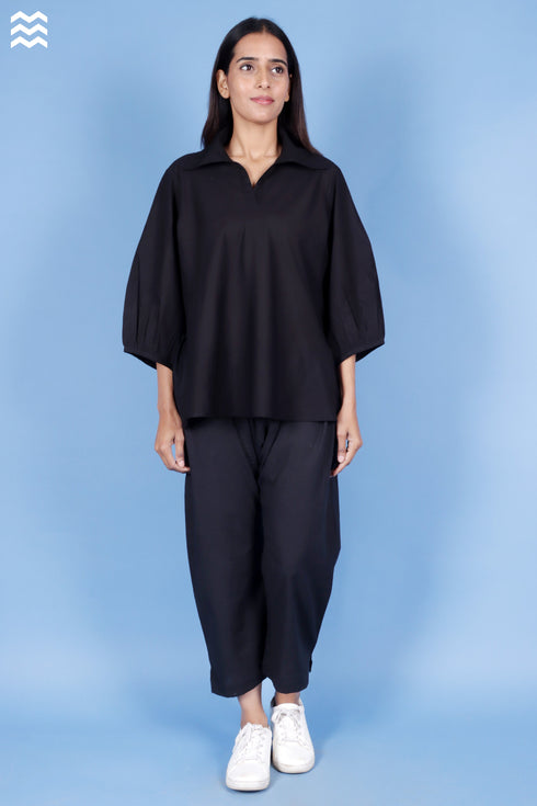 Rayon Cambric Black Skirt Top