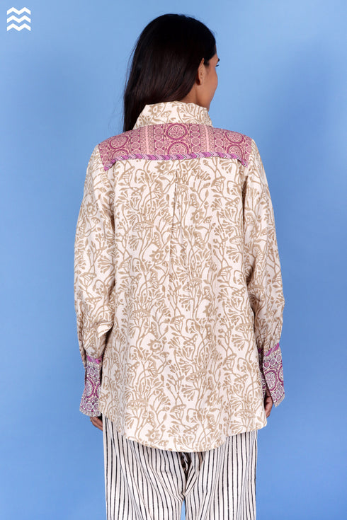 Rayon Beige-Pink Zoom Shirt / Top