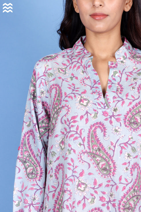 Cambric Cotton Powder Blue Boss Kurta