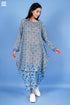 Mulmul Cotton Slate Blue Boho Dress In Block Print