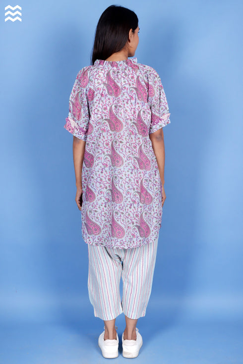 Mulmul Cotton Pioret short Top In Block Print