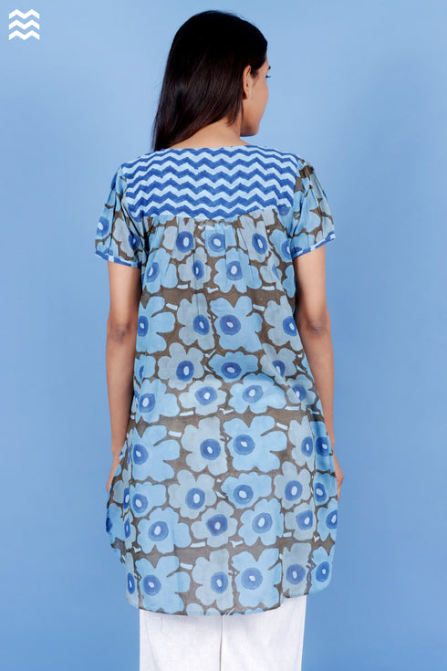 Mulmul Cotton June Top In Floral Block Print