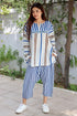 Rayon Indigo Blue Pleat Top In Block Print