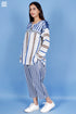 Rayon Indigo Blue Pleat Top In Block Print