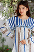 Rayon Indigo Blue Pleat Top In Block Print