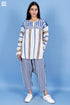 Rayon Indigo Blue Pleat Top In Block Print