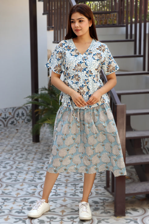 Cambric Cotton Powder Blue Tilly Skirt