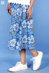 Cambric Cotton Blue Floral Wrap Skirt