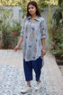 Mulmul Cotton Dove Grey Printed Top