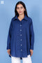 Cambric Cotton Indigo Blue Boyfriend Shirt In Block Print