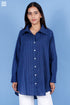 Cambric Cotton Indigo Blue Boyfriend Shirt In Block Print