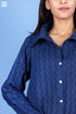 Cambric Cotton Indigo Blue Boyfriend Shirt In Block Print