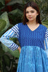Mulmul Cotton Navy Blue Baby Doll Dress In Block Print