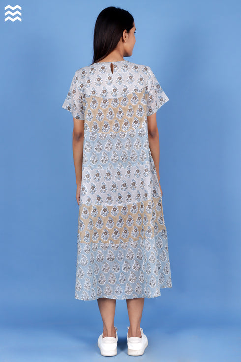 Mul Mul Cotton Silver Gray Tiered Dress