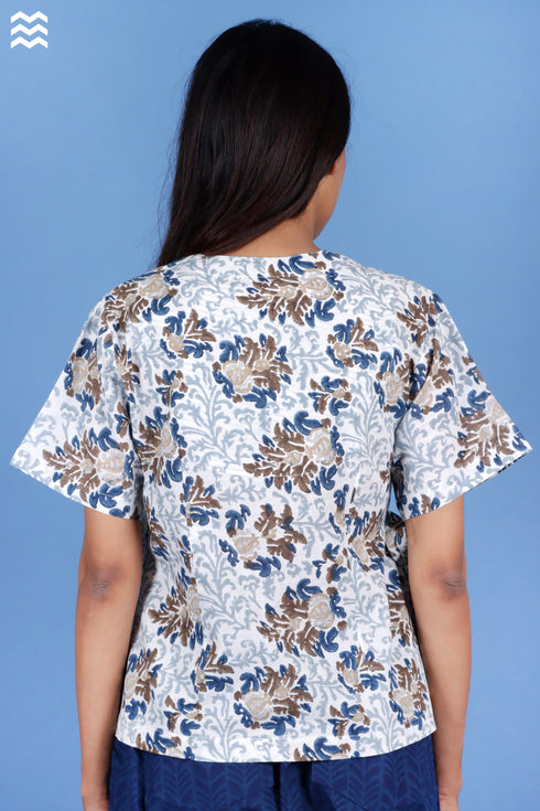 Slub Cotton Ivory Wrap Top