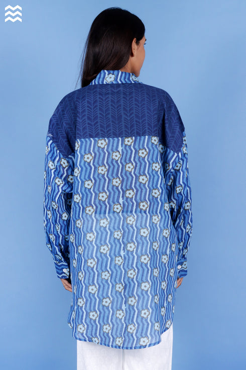 Mulmul Cotton Blue Beach Shirt Top