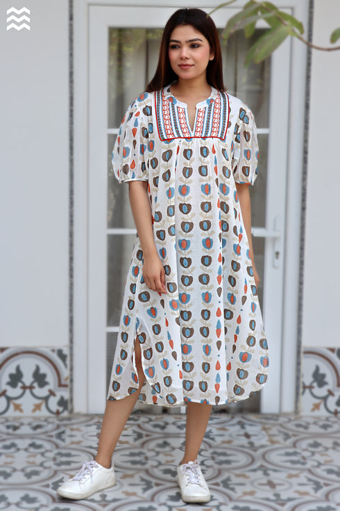 100% MulMul Cotton Block Printed Joplin Dress