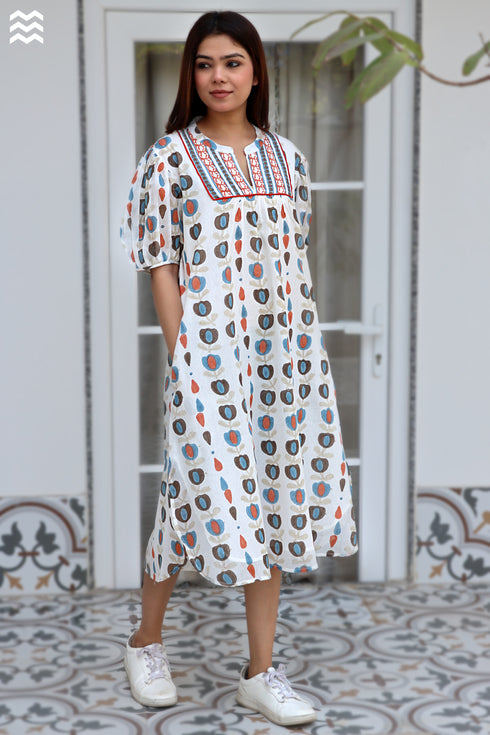 100% MulMul Cotton Block Printed Joplin Dress