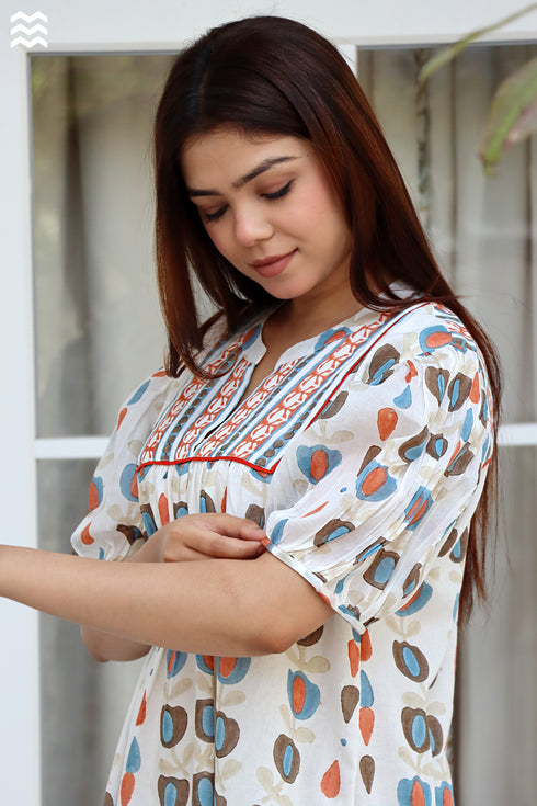 100% MulMul Cotton Block Printed Joplin Dress