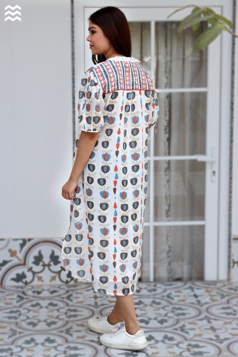 100% MulMul Cotton Block Printed Joplin Dress