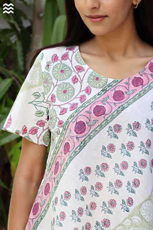 100% Cotton Slub Ivory Floral Top