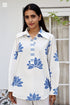 Cotton Slub Off White Blue Zoom Shirt / Top