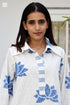 Cotton Slub Off White Blue Zoom Shirt / Top