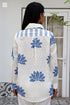 Cotton Slub Off White Blue Zoom Shirt / Top