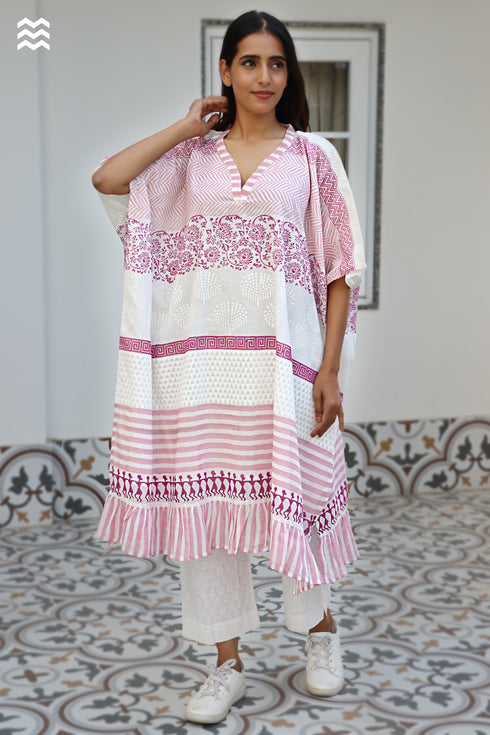 Mul Mul Cotton Pink Ivory Cher Caftan