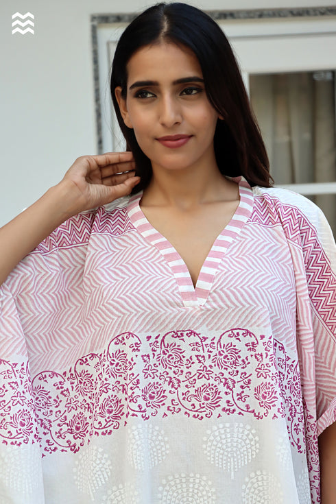 Mul Mul Cotton Pink Ivory Cher Caftan