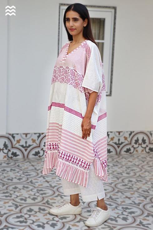 Mul Mul Cotton Pink Ivory Cher Caftan