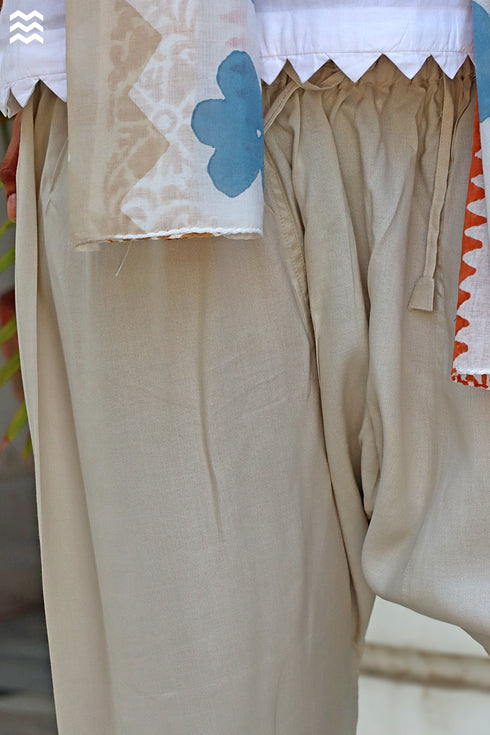 Rayon Beige Relaxed Pant