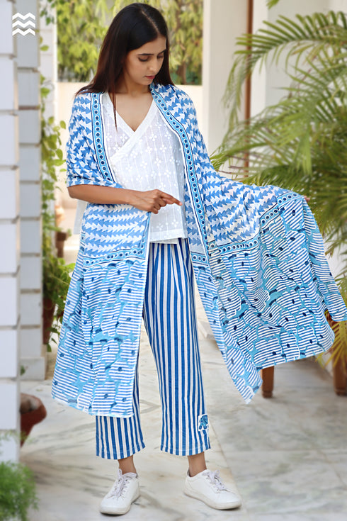 Mul Mul Cotton Momo Wrap in Block Print