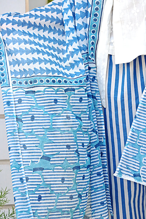 Mul Mul Cotton Momo Wrap in Block Print