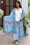 MulMul Cotton Aqua Blue Momo Wrap in Block Print
