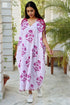 Mul Mul Cotton Long Dress in Block Print