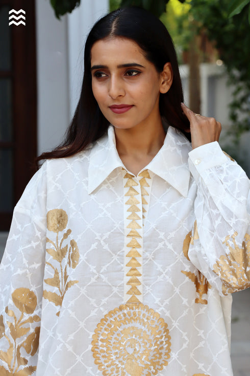 MulMul White Gold Beach Shirt