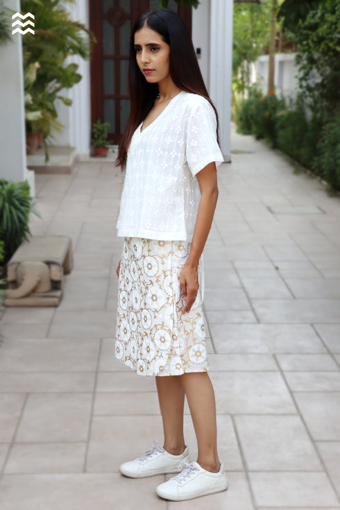 Lyocell Wrap Skirt in Floral Block Print