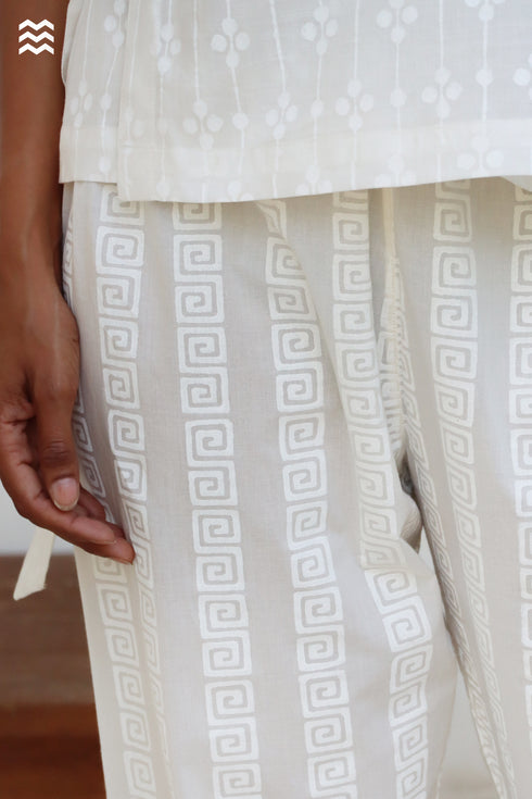 Cambric Cotton Rose Pant in Block Print